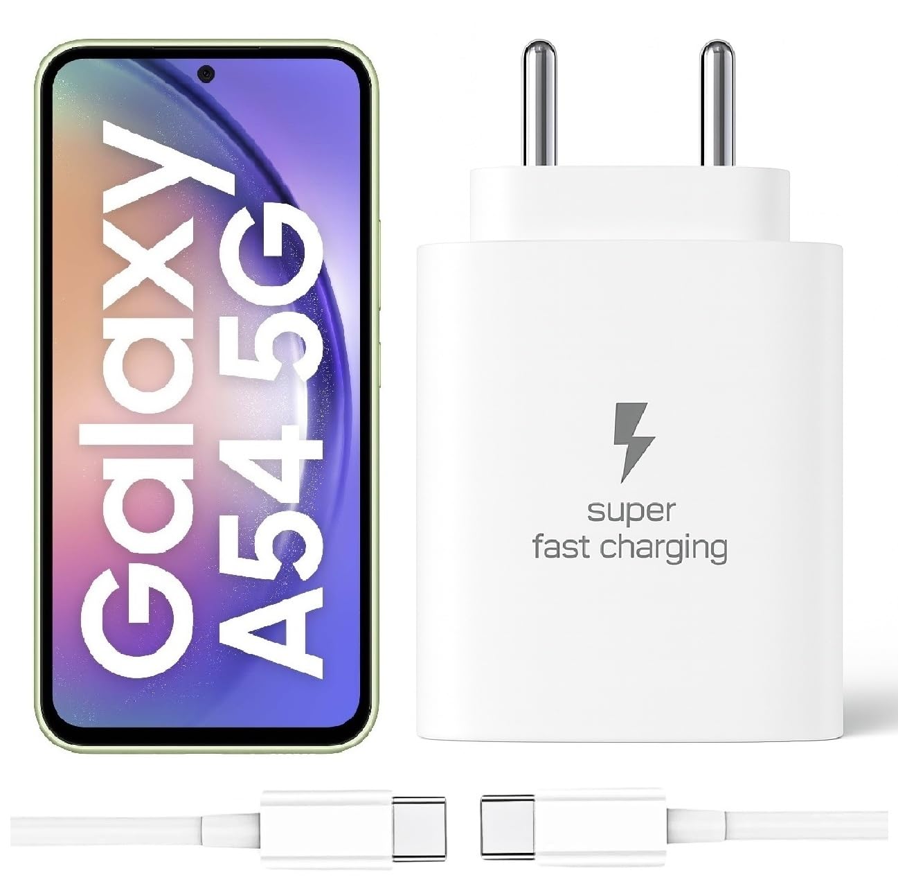 25W Type-C Charger with Cable Compatible with Samsung-Galaxy A54 5g | Super Fast Charger Adapter for S23/S24/S25/S21Fe/A14/M17/M06/M07/M05/F05/F15/F06/M36/A55/ F17/A16/M16/A56/A36/A35/A34/A26, White
