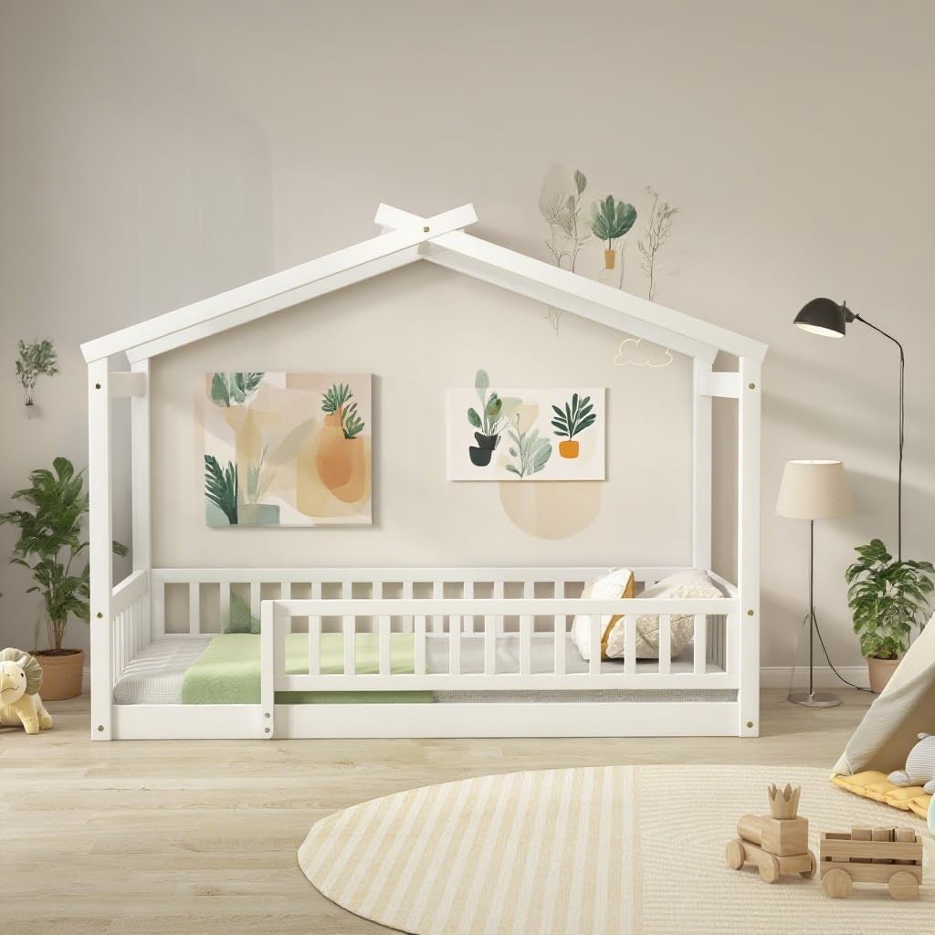 Bellemave Twin Size House Floor Bed in a child's room