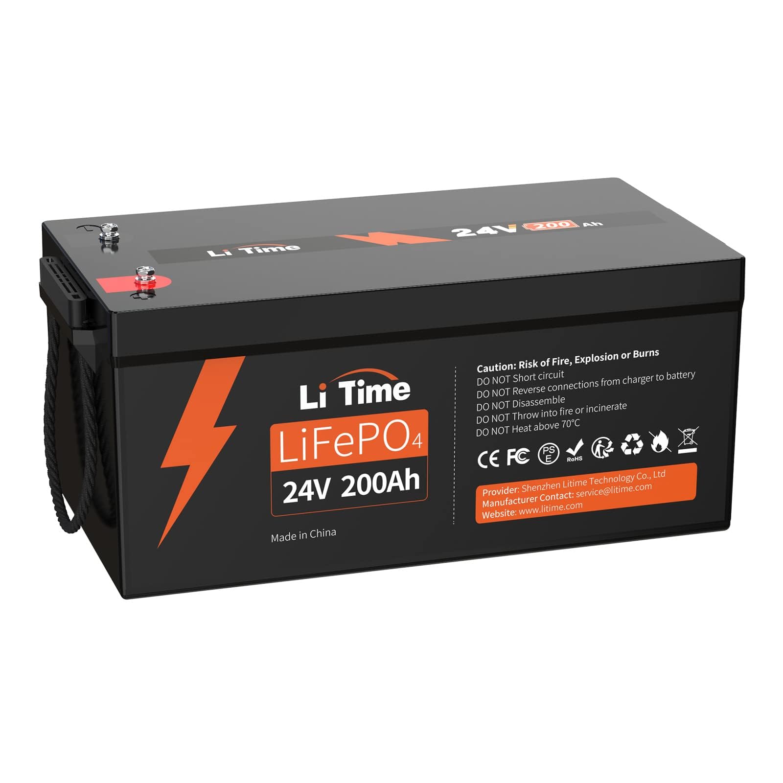 LiTime 2Pcs 24V 200Ah LiFePO4 Lithium Battery, 5120Wh Lithium Battery with Built-in 200A BMS, 4000-15000 Deep Cycle, Max. 5120W Load Power Perfect for Home Backup, RV, Camping (2 Pack)