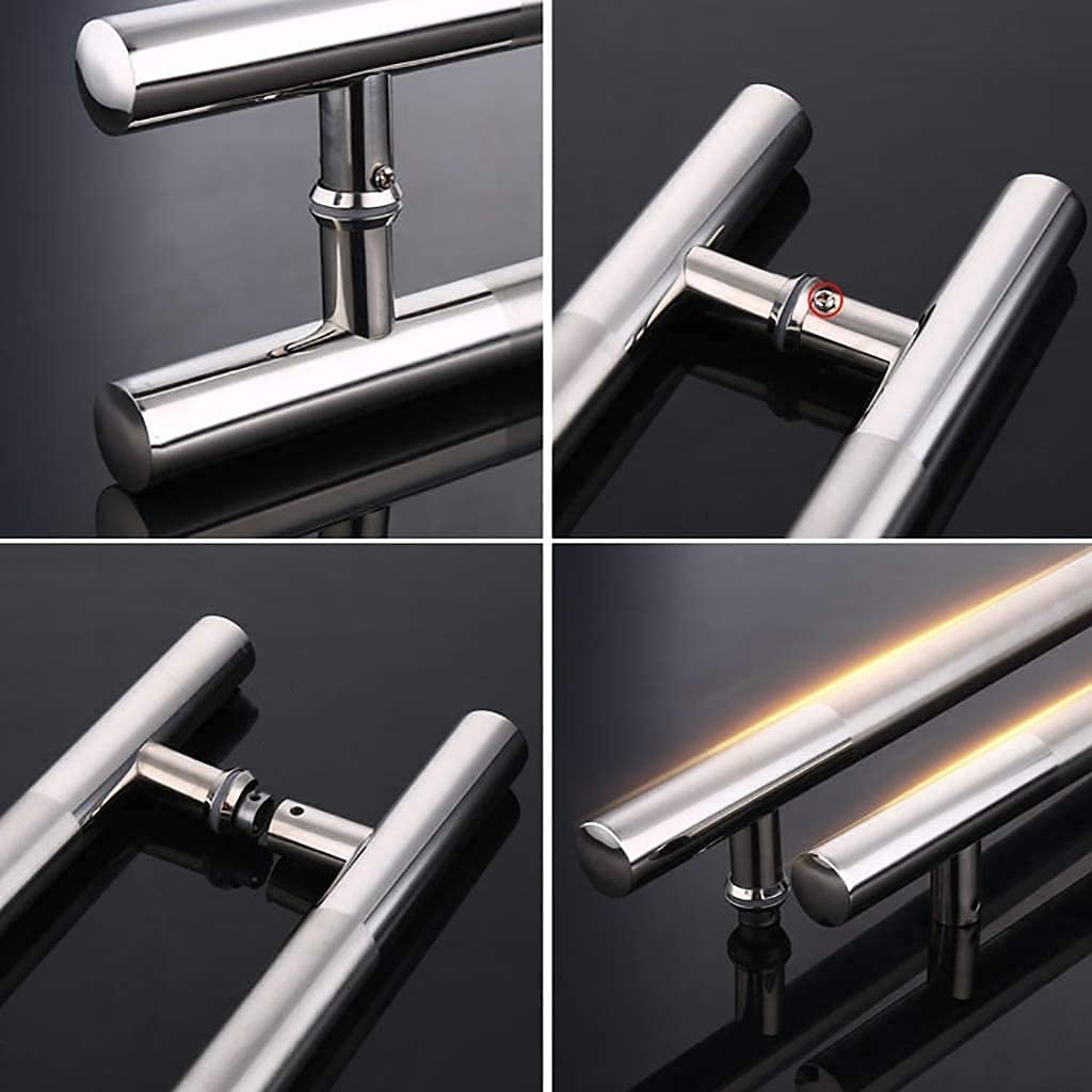 Manillas para Puertas Manilla para Puerta de Cristal, Manilla para Puerta Comercial de Acero Inoxidable Cepillado de Empuje y tracción/Manilla para Puerta de Madera, 6 tamaños (Tam
