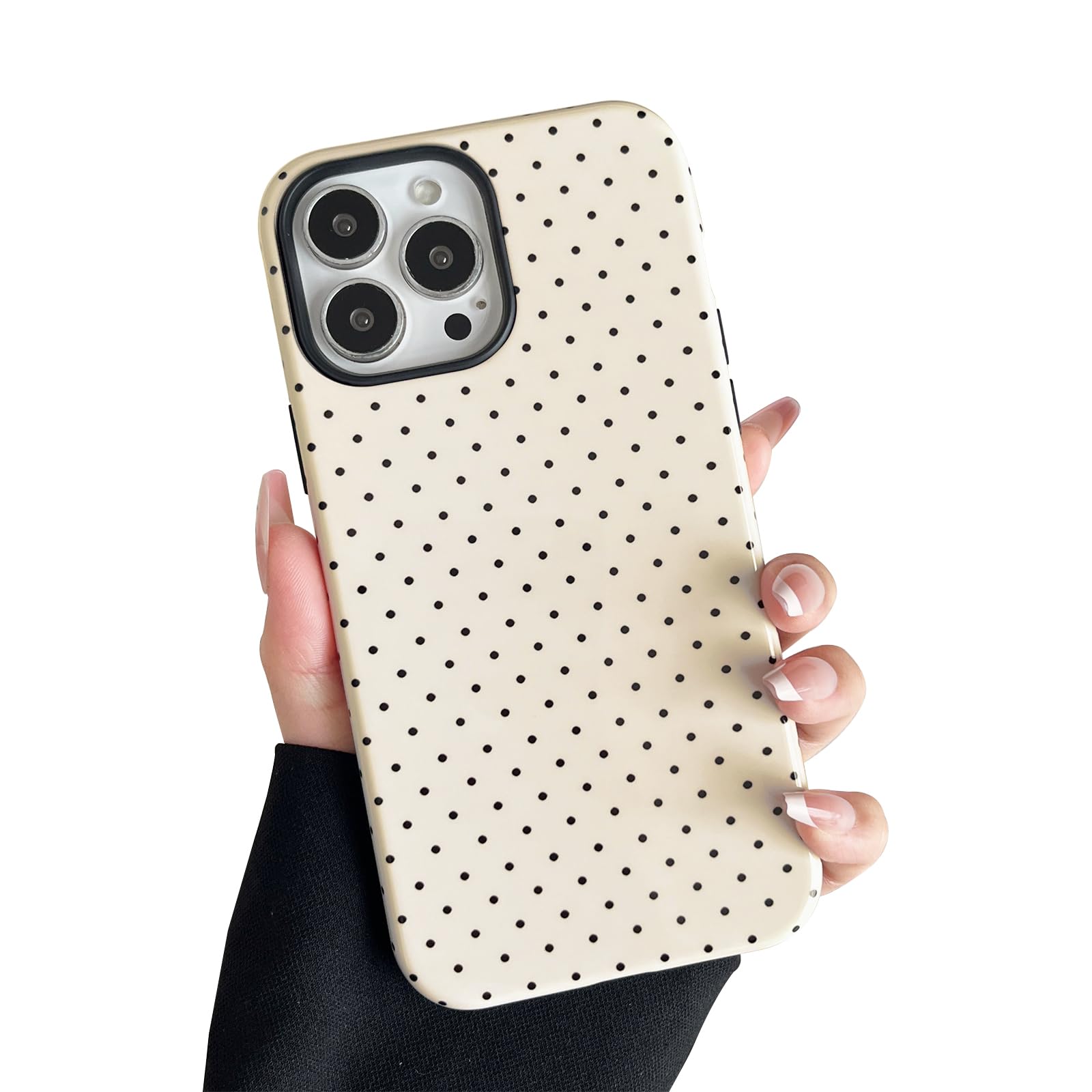 Sayoaho Compatible with iPhone 12/12 Pro Case, Fashion Cute Polka Dot Pattern Aesthetic Design for Women, Soft TPU and Hard Back Shockproof Phone Case