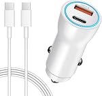for iPhone 15/16 Car Charger, 43W 2-Port Fast USB C Car Charger Power Adapter with 6FT USB C to Type C Cable for iPhone 16e 16/15 Pro Max/Plus/iPad Pro/Samsung Galaxy S25 S24 S23 S22 S21 Ultra