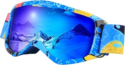 Kids Ski Goggles, OTG Kids Snow Goggles Anti Fog UV Protection Double Layer Lenses Snowboard Goggles, Helmet Compatible Goggles for Boys Girls Toddler Youth
