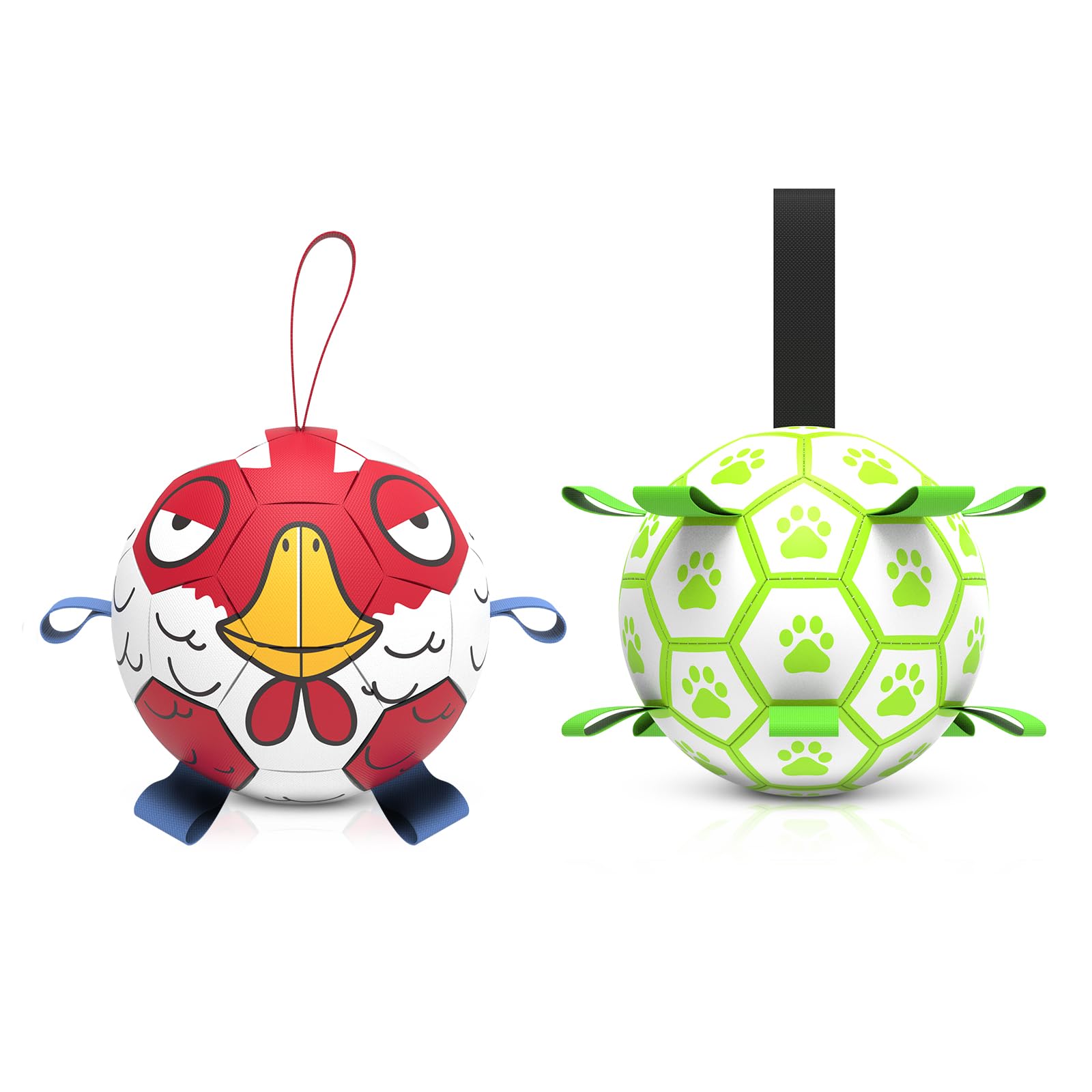 QDAN Dog Soccer Ball for Dog Balls with Straps Outdoor Dog Toys