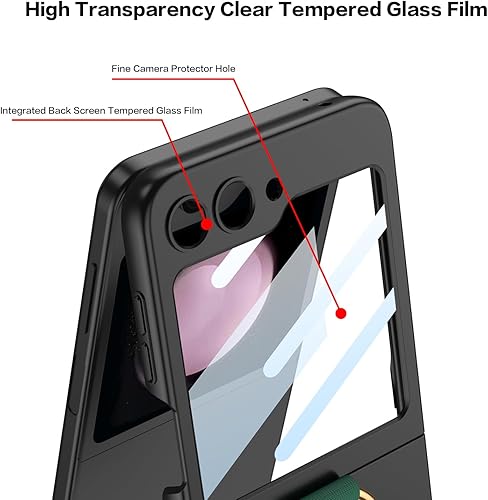 Miniatura 2 de DALUZ Funda protectora para Samsung Galaxy Z Flip 5, a prueba de golpes, para Galaxy Z Flip 5, con correa para la muñeca, anillo de atril, pantalla