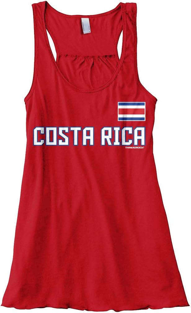 Threadrock Women's Costa Rica National Pride Flowy Racerback Tank Top
