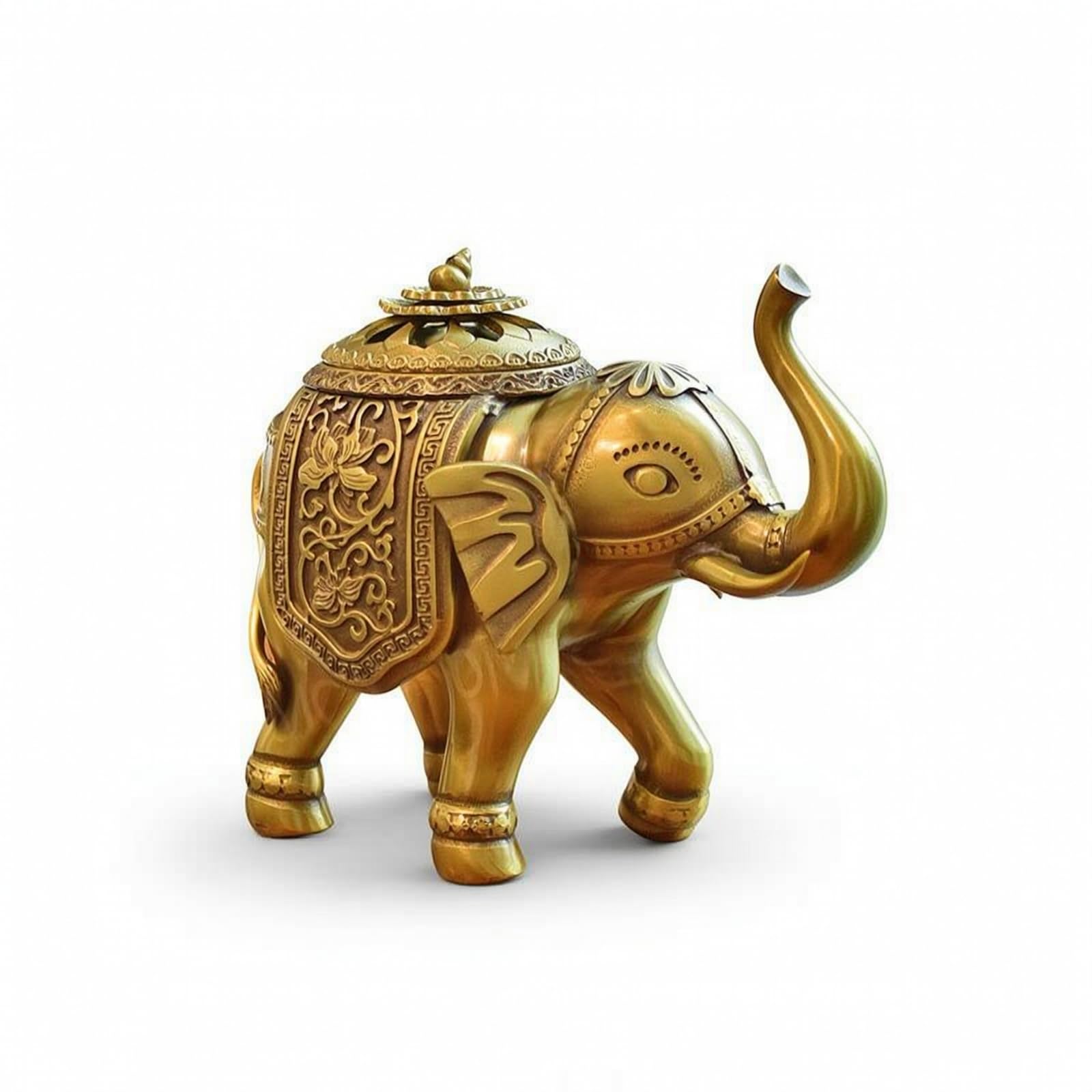 Tore di in Ottone Porta Statua Decorativa Coperchio Rimovibile Stile Antico Pannelli Incisi con Coperchio Adatto per Ufficio Scrivania Salotto Meditazione Relax