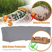 Vista 4 de Funda de sofá curvada impermeable para muebles de exterior, sofá de media luna, protector con cordón elástico resistente al viento para patio