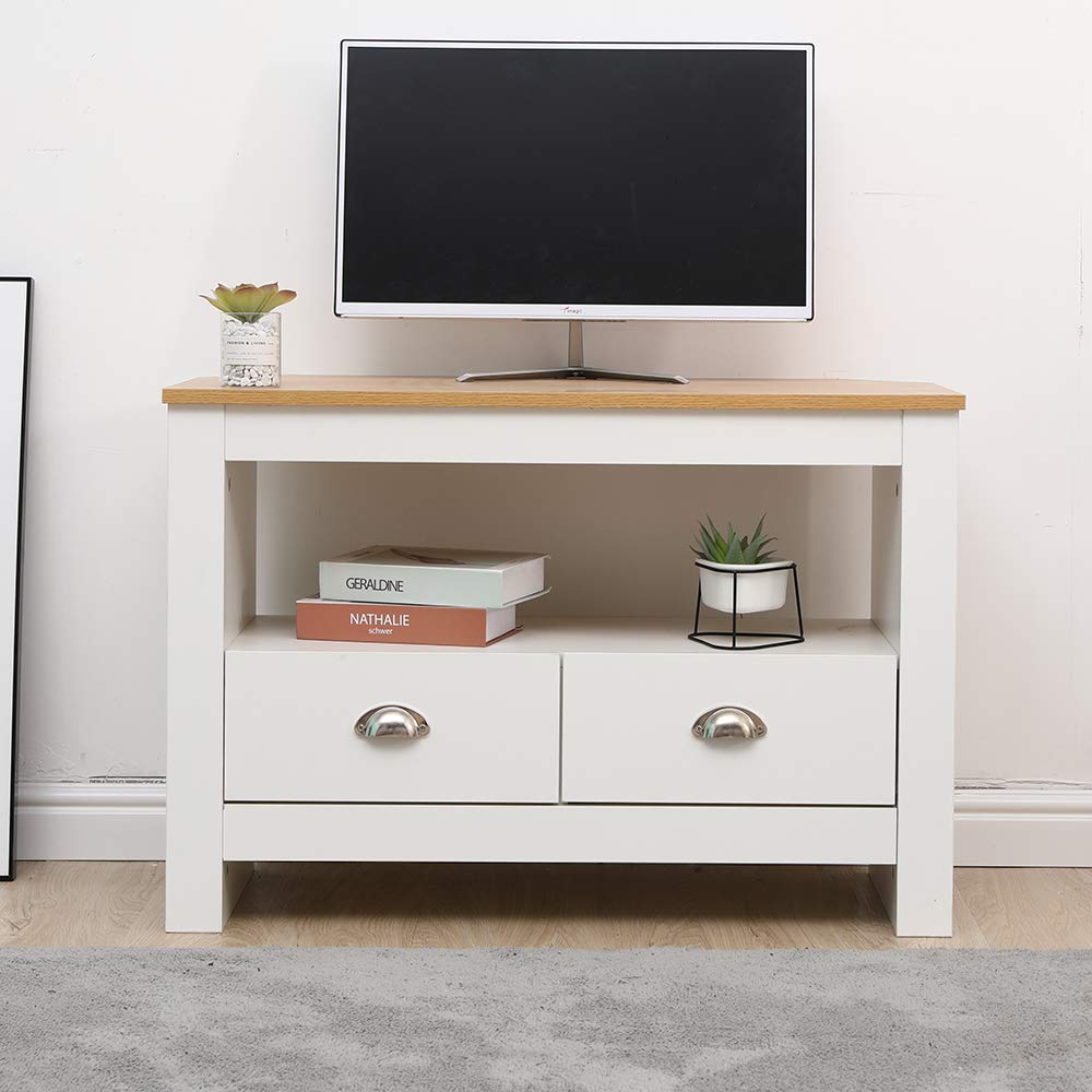 FUSIDE Entertainment Furniture,Media Cabinet with Shelves,Assembly Needed,TV Stand for TVs,TV Stand with Storage,Home Office Media Center (Corner TV Unit-White-85x39x58cm) — image 1