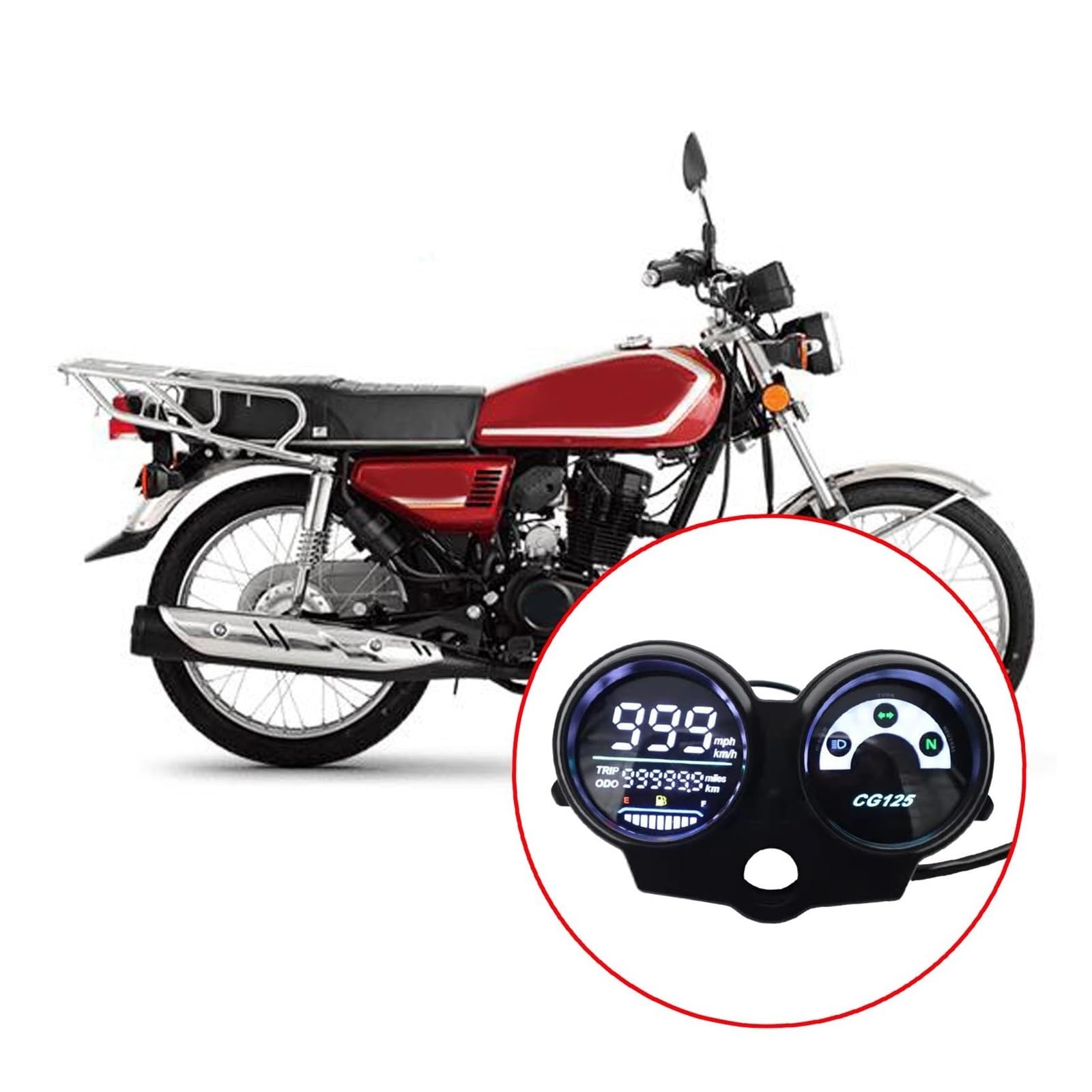 Contagiri contachilometri Moto Tachimetro Contachilometri LED Digitale Cruscotto Parti Contagiri Contachilometri RPM Meter Per CG125 Fan125