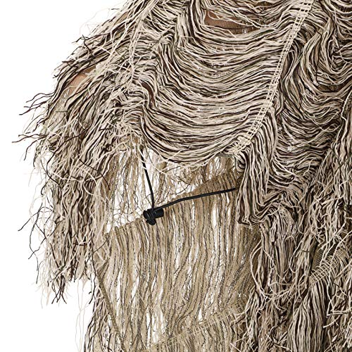 AUSCAMOTEK Ghillie Suit Poncho for Men Youth – Gilly Suit Cloak for Hunting Birdwatching Paintball Halloween –Desert Camouflage
