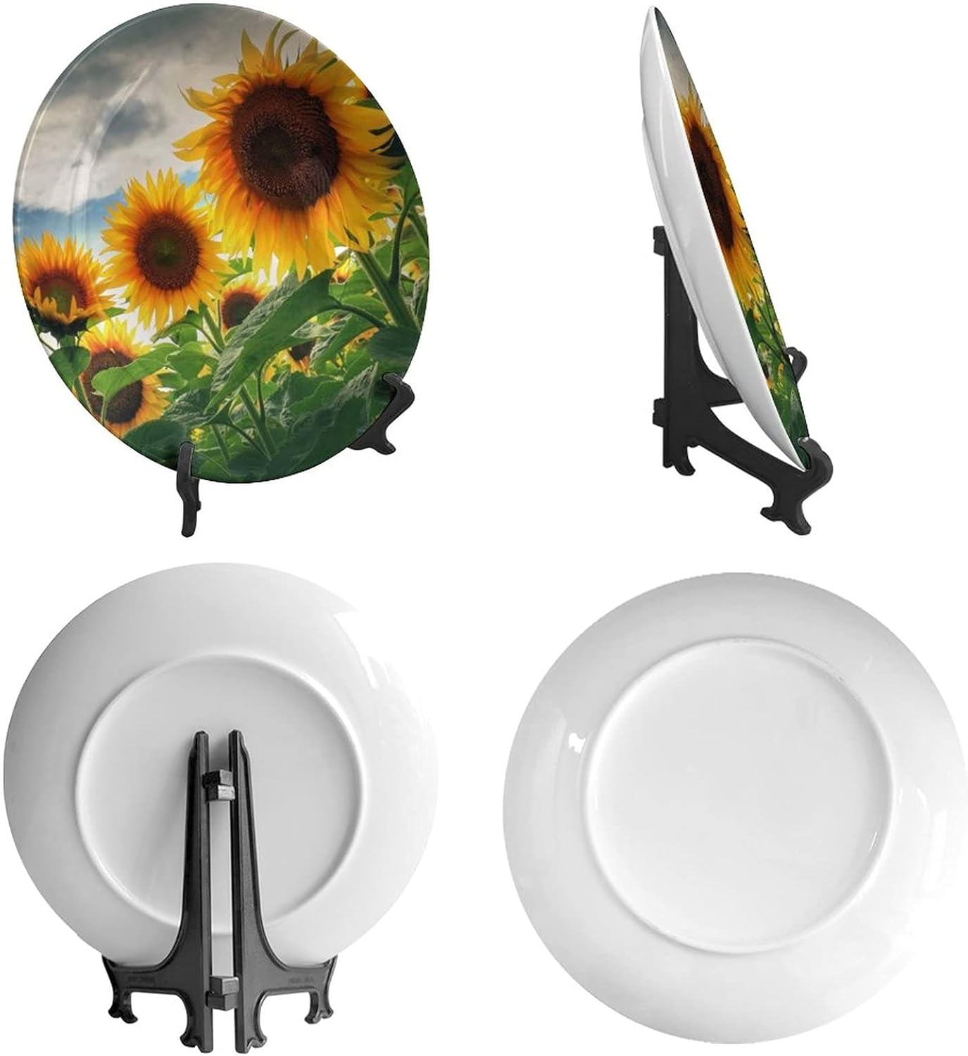 Sunflower Decorative Ceramic Decorative Plate Sunflower Natural Landscape Microwave & Dishwasher Safe Decor Accessory for Dining,Parties,Wedding,Home Decor 8 inch