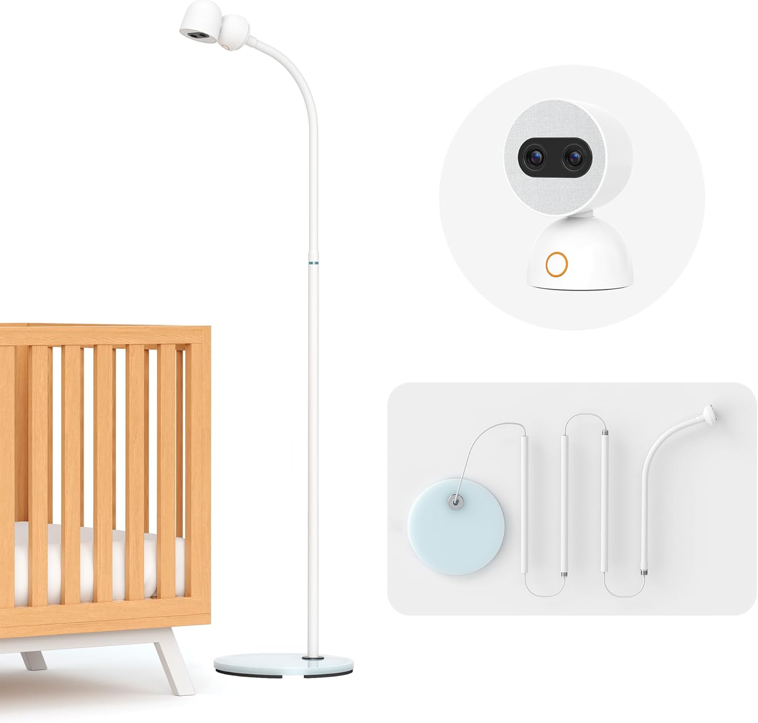 Simsky Baby Monitor Floor Stand Holder, Plug & Play, Internal Cord Routing, Freely Adjust, Easy Assembly, Compatible Camera
