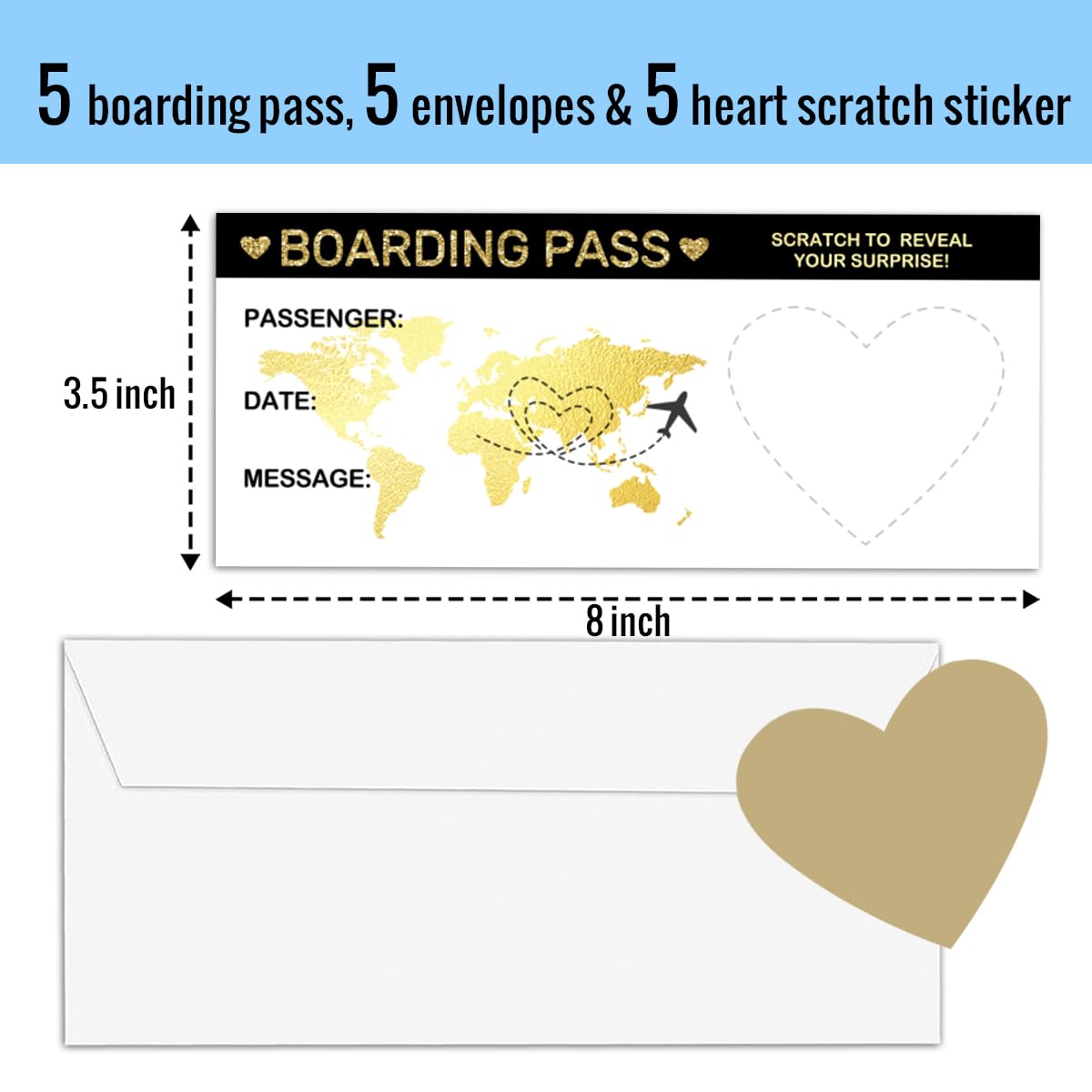 Surprise Reveal Foil Boarding Pass(5 Set), 3.5