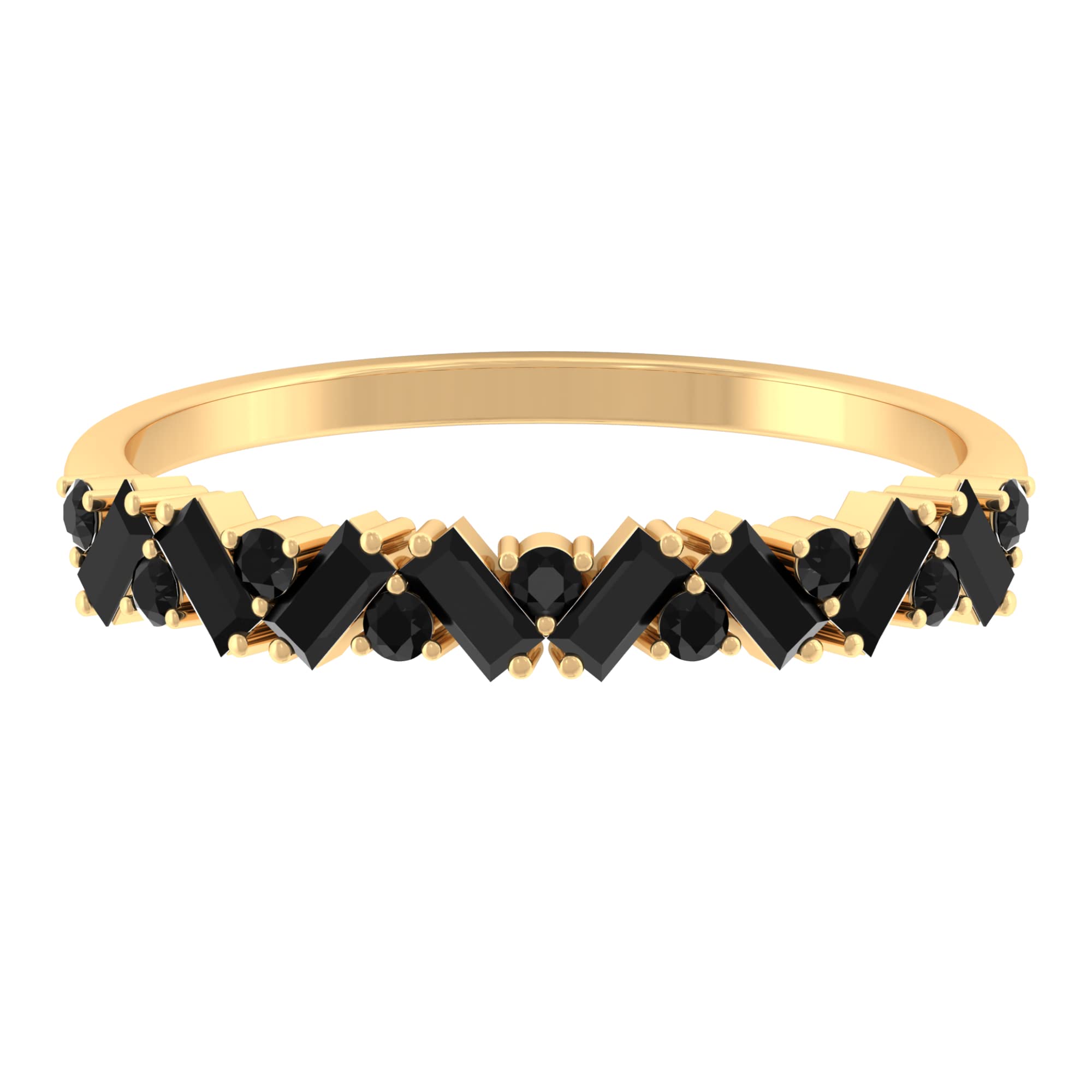 Natural Black Spinel Half Eternity Ring (Certified, AAA Quality) - August Birthstone Ring (Gift for Women)