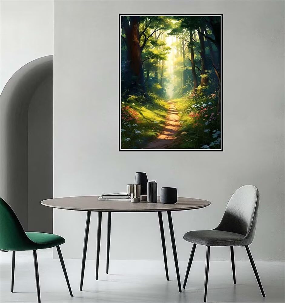 Pintar por Numeros Sendero Forestal, DIY Pintar por Numeros Adultos Paisaje 60x90 cm, Cuadros para Pintar por Numeros con Pinceles y Pinturas Acrílicas para Decoración del Hogar (Sin Marco) -YH1043