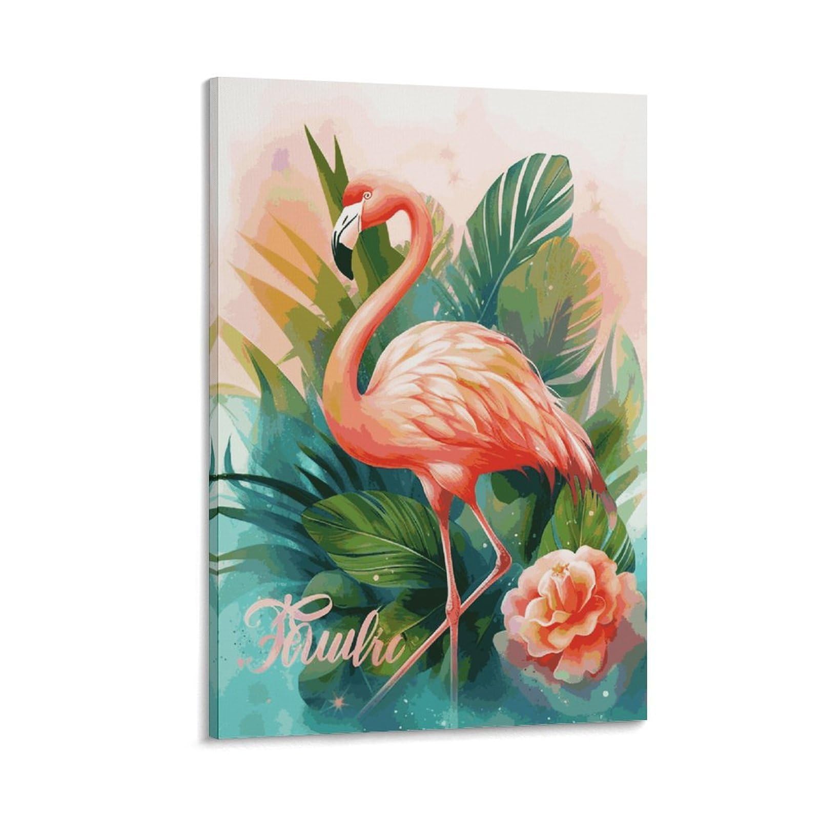LDGSUPH Tropical Flamingo Canvas Wall Art Prints Hangable Decor Painting for Wall Prints Painting Artwork Modern Decorative Artwork Ready to Hang Wall Pictures for Home Decor 20x30inch(50x75cm)
