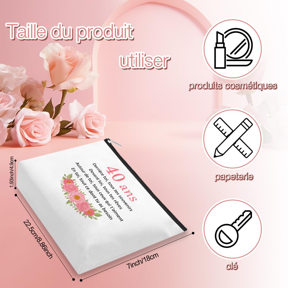 Cadeau 40 Ans Femme,Cadeau Femme 40 Ans,Cadeaux Anniversaire Femmes,Idee Cadeaux Femmes Anniversaire,Trousse à Maquillage,Cadeau Noel - 3