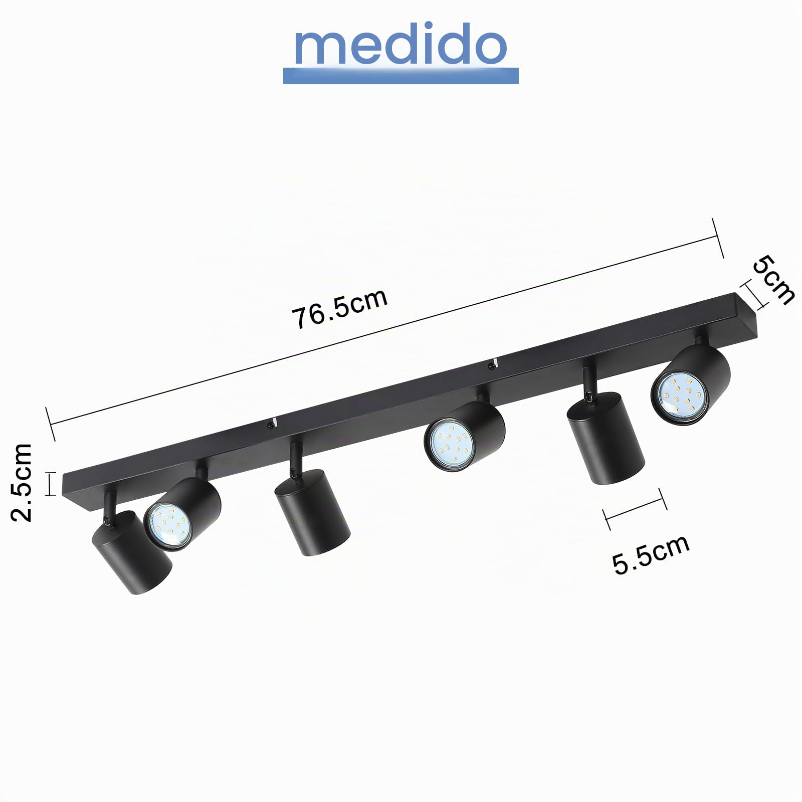Lampara Techo Salon Moderna Negra 6 Focos Led Interior Techo | Orientables Lampara Focos Techo GU10 Lamparas Cocina Salon Comedor Dormitorio, Bombilla NO Incluida