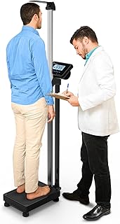 Adamson M1 Medical Scale, 440 lb/ 200 kg Capacity, BMI with Weight and Height, Professional Digital Scale for Body Weight, Home, Hospital, & Physicians, Heavy Duty - Black