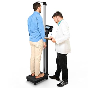 Adamson M1 Medical Scale, 440 lb/ 200 kg Capacity, BMI with Weight and Height, Professional Digital Scale for Body Weight, Home, Hospital, Physicians, Heavy Duty - Black