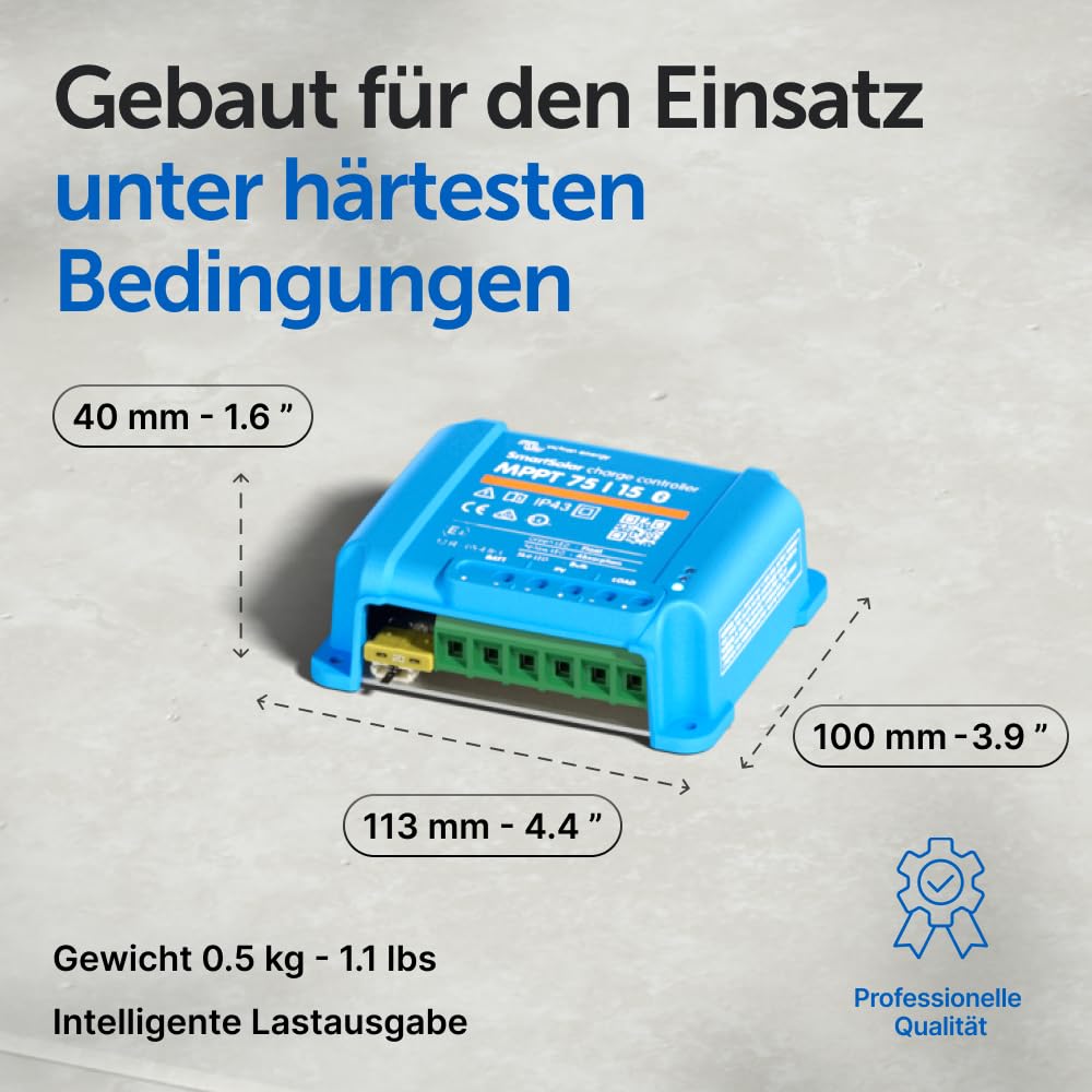 Victron Energy SmartSolar MPPT Laderegler - Solar Laderegler (Bluetooth) - 75V 15 Amp 12/24-Volt
