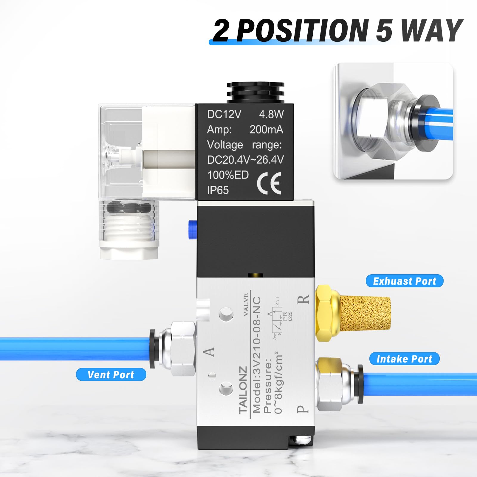 BSP 1/8 Innfeeltech Électrovanne Pneuatique 2V025-06 DC24V - 2 Voies 2