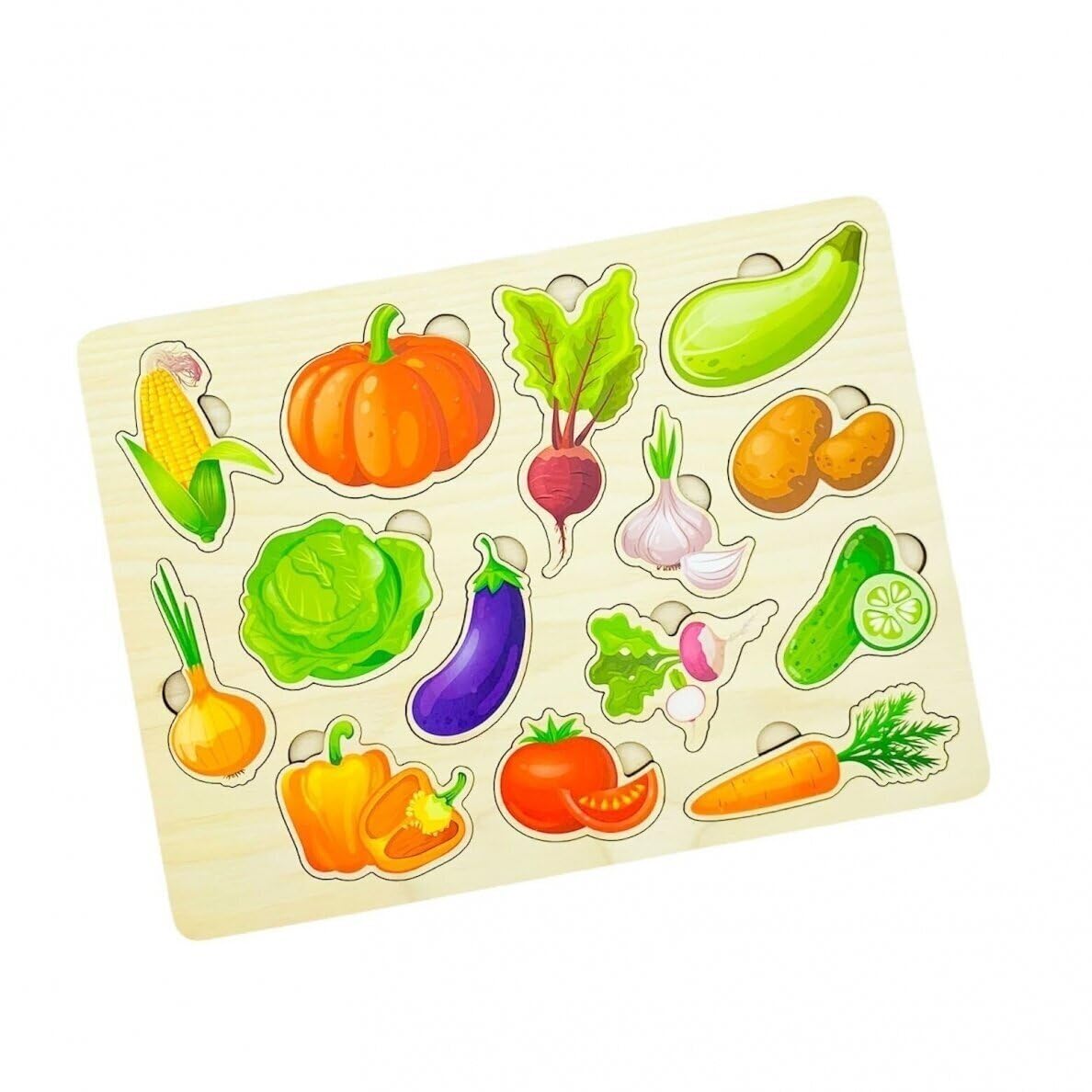 FANCY BABY Pegged Puzzles for Kids 1 2 3 4 Years, Set of 3 Natural Wood Puzzles - Image 3