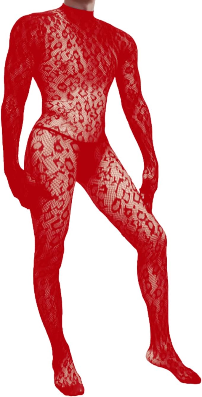 Rave Outfits For Men, Festival Party Clubwear, Leopard One Piece Full Lace Jumpsuit, Sexy Lingerie Costume Bodysuit