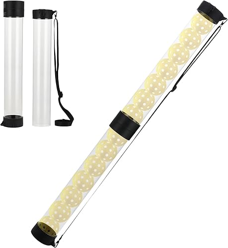NEEWER Tolva de tubo para pelotas de tenis y pelotas de pickleball, sección desmontable sin doblez, recogedor superior con tapón y correa para el