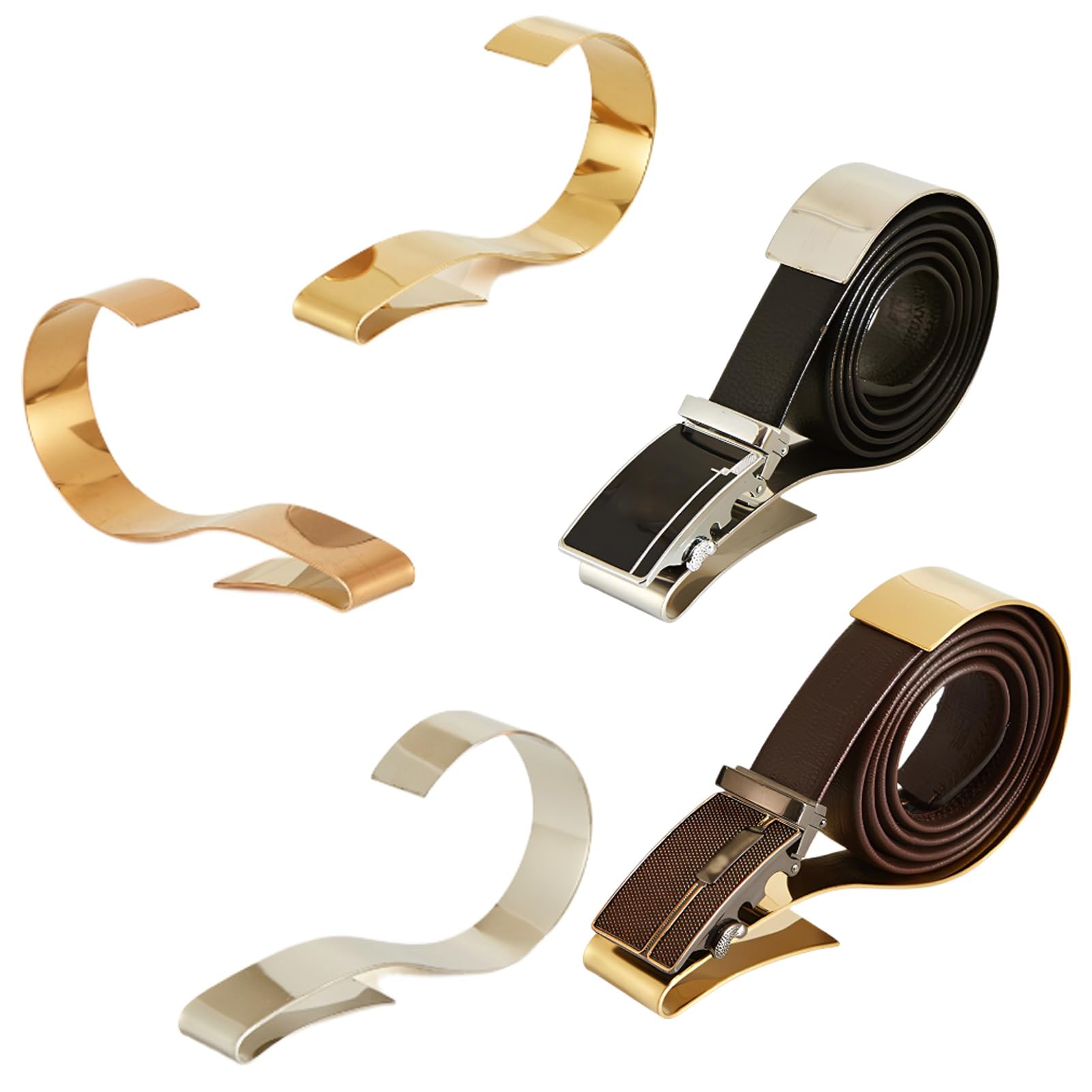 Gürtelständer Aus Edelstahl, S-förmiger Gürtelhalter Aus Metall, Gewerblicher Gürtelhalter Für Schrankorganisation Und Ladenvitrinen(Silver 03,5 Pack)