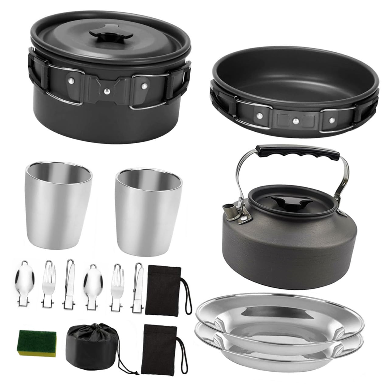POPETPOP Cuisine pour Barbecue Léger avec Plaque de Cuisson Vaisselle et Ustensiles Pratique pour Camping et Randonnée