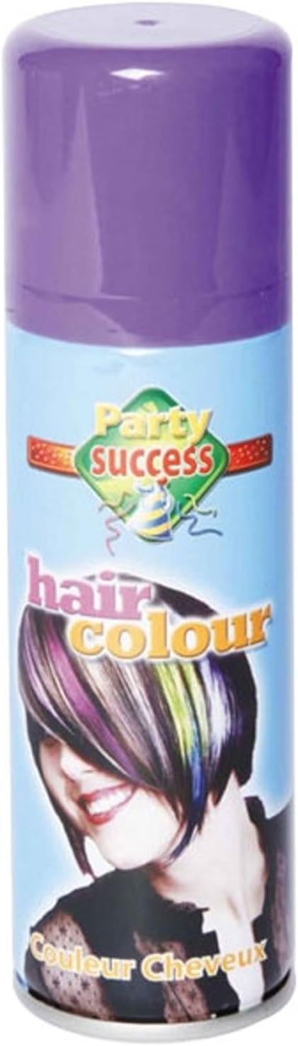 LDIES WOMENS MENS UNISEX FANCY DRESS NOVELTEY HAIR SPRAY WHITE BLACK YELLOW ORANGE PINK SILVER PURPLE RED GREEN BLUE 125ML (PURPLE)