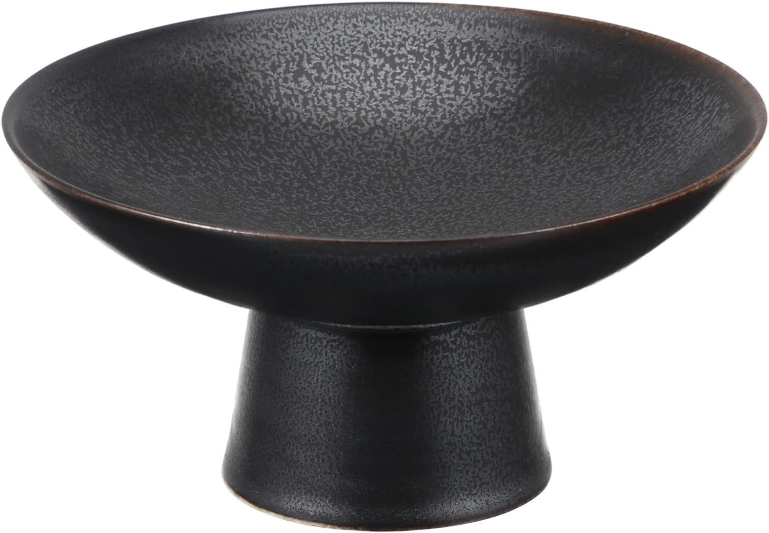 CiieeoCeramic Footed Bowl Round Pedestal Bowl Decorative Fruit Dish Holder Dessert Display Stand Serving Fruit Tray for Kitchen Counter Centerpiece Table Decoration Black