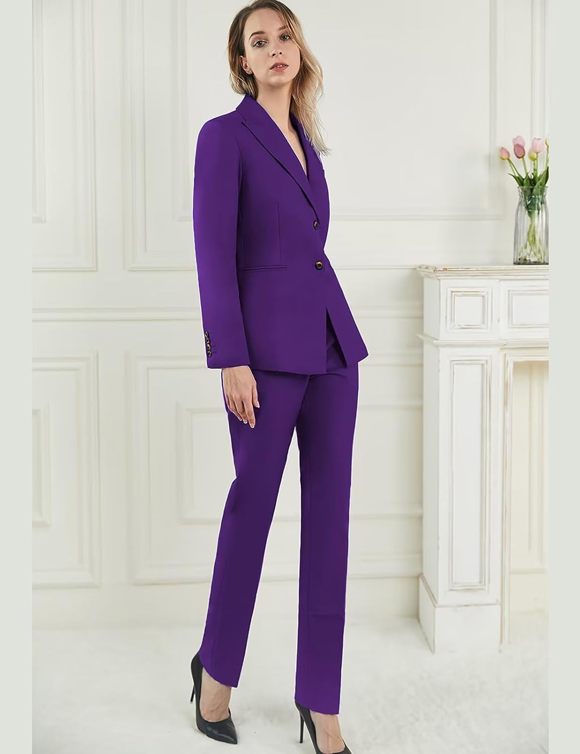2 Piece Womens Tuxedo Suit Set Formal Office Business Work Jacket Suit