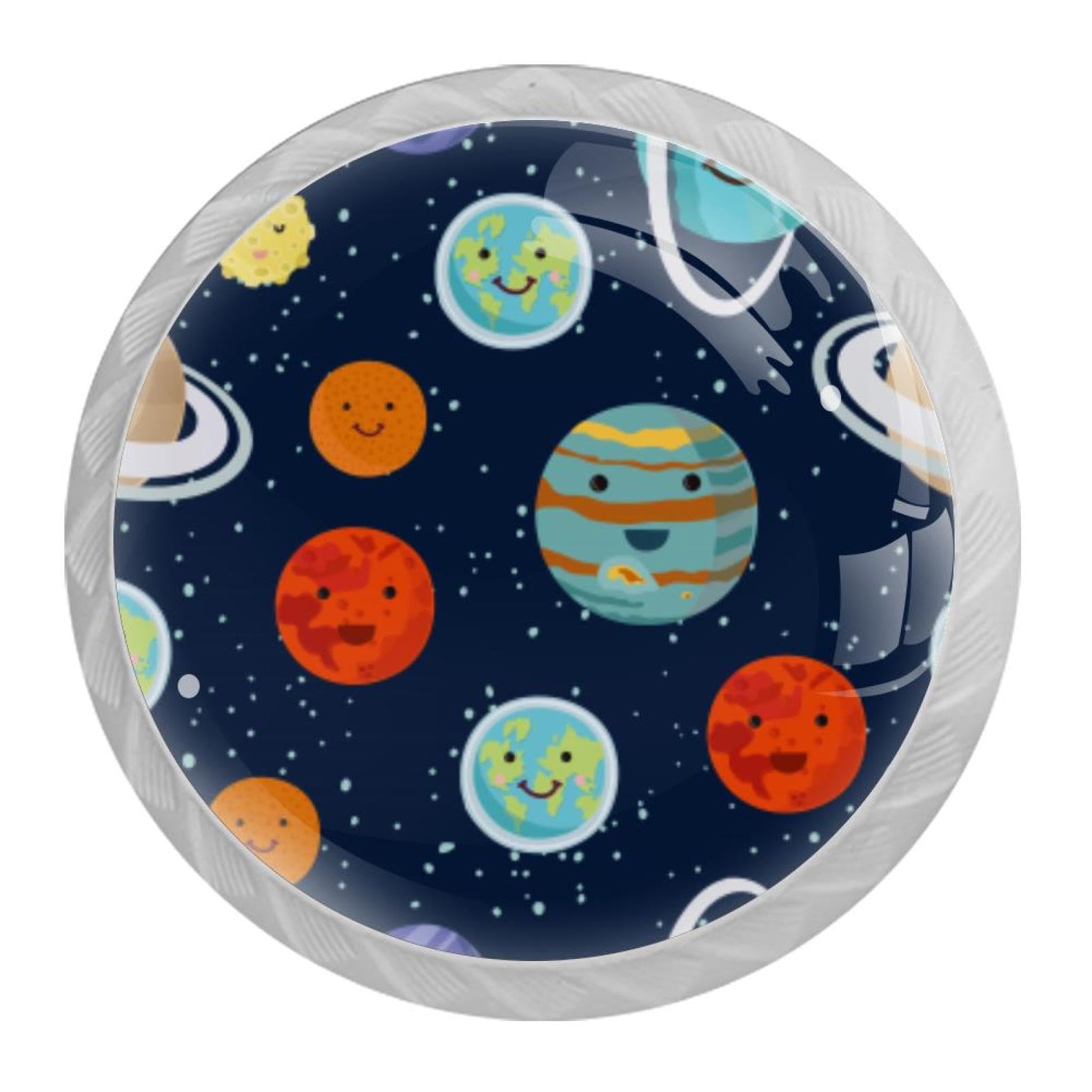 Tqmspg Multi11 4 Pieces Drawer Pulls Space Planet Universe Door Knobs Dresser Handles For Kitchen Wardrobe Cupboard Hardware Furniture