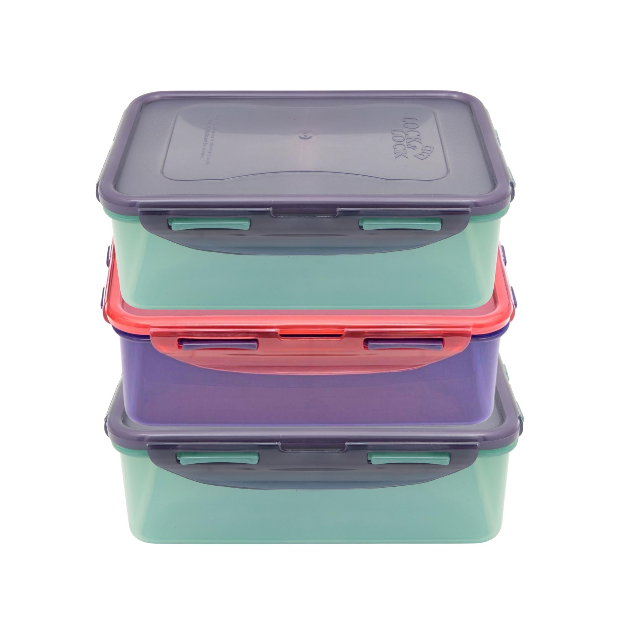 LocknLock Eco Rectangular Food Containers with Lids Set of 3 - Plastic Airtight & Watertight Food Storage Containers, BPA Free & Dishwasher Safe, 3 x 1L