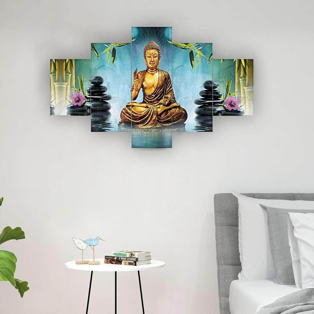 DEVA MART Sales Set of Five MDF Framed 3D Wall Painting for Home Decoration, Big Size Painting for Living Room, Bedroom (17x30 inches) WE 6