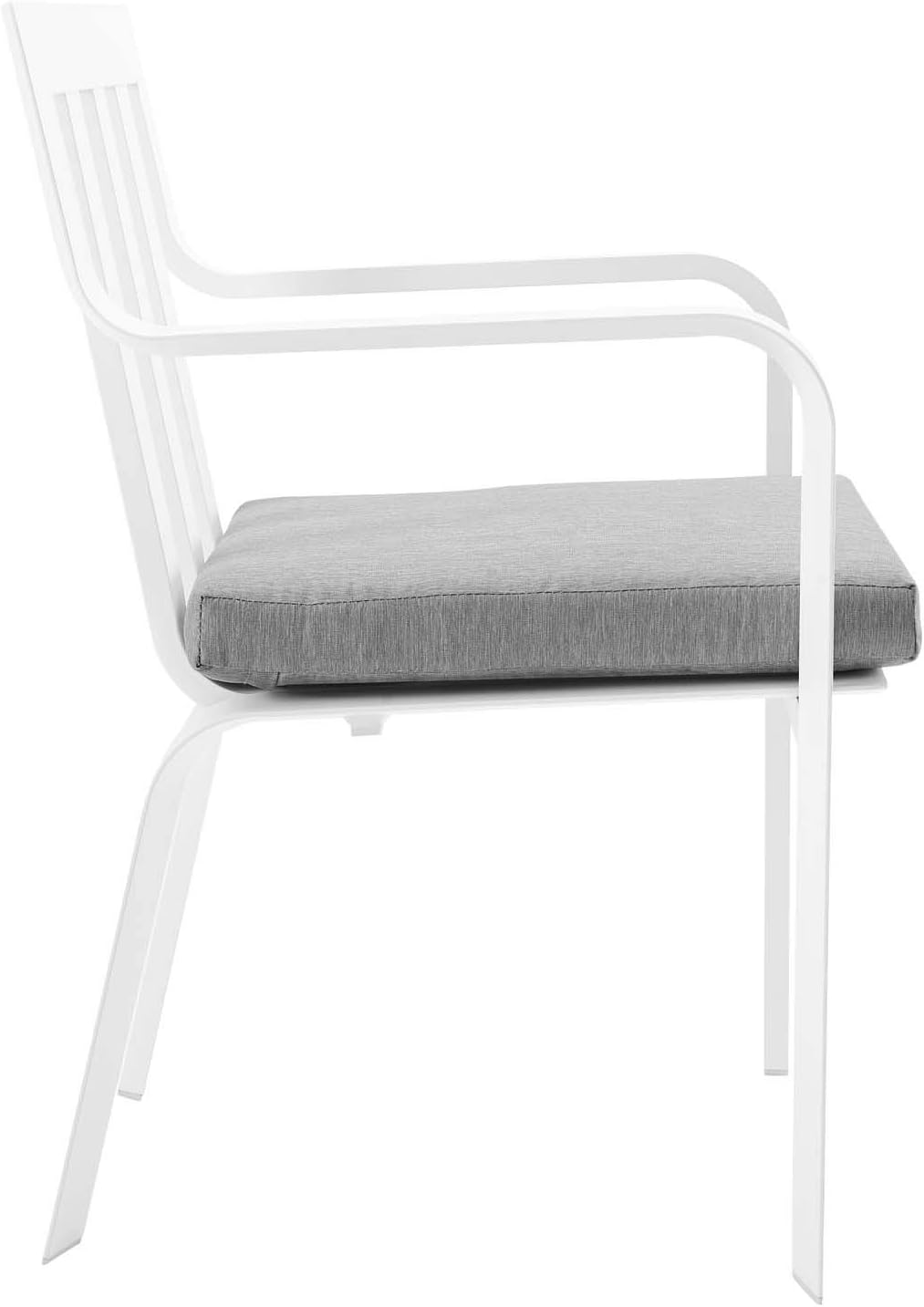Modway Baxley Outdoor Patio Stackable Aluminum Dining Chair in White Gray