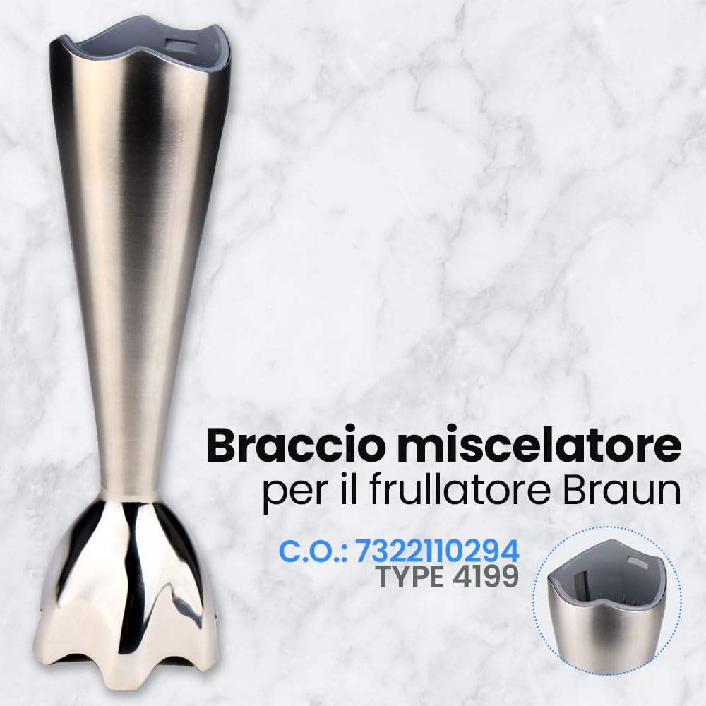 Anakel Home Braccio metallico 7322110294 per frullatore Braun 4199 e Multiquick 7 Braun Minipimer Ricambi (Multiquick 7)