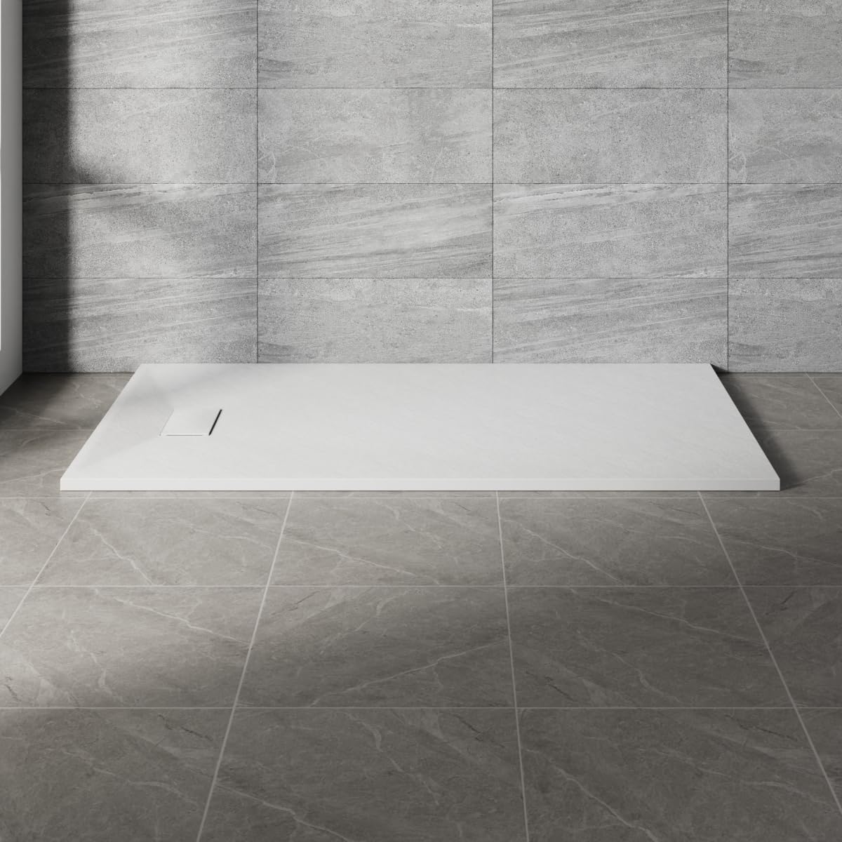 NRG 1600x900mm White SMC Rectangle Shower Tray Slip-Resistance Bathroom Shower Enclosure Base Tray