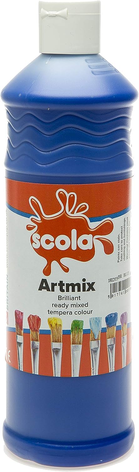 Scola Artmix Water Based 600ml Ready Mixed Craft School Childrens Poster Paint Bright Blue