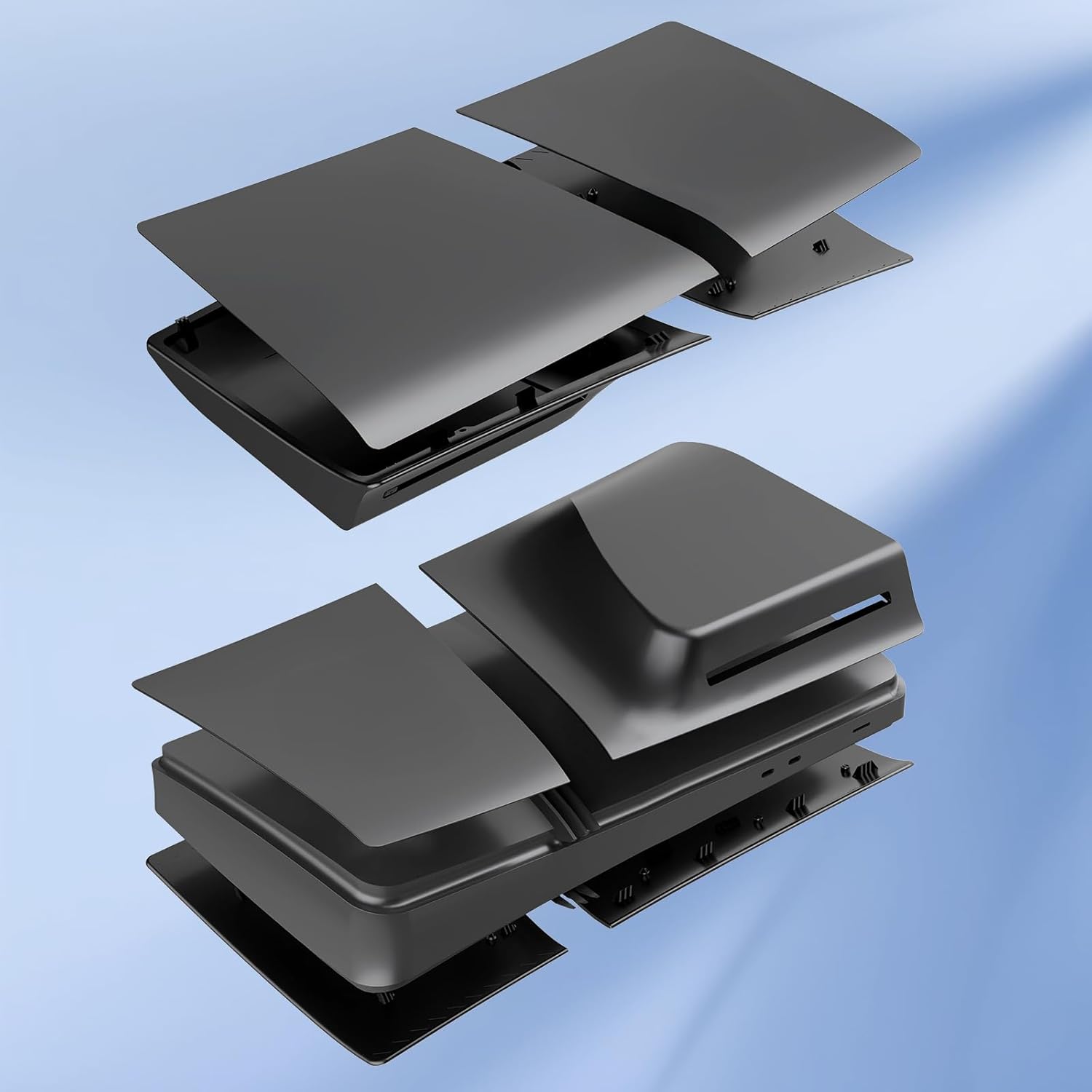 Cover Plates for PS5 Pro Disc Edition, Matte Side Shell FacePlates Accessories Compatible with PlayStation 5 Pro Console ABS Replacement Panels Case (Black) - Image 3