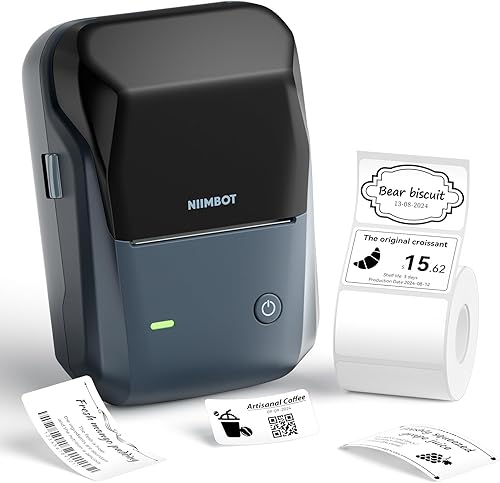 NIIMBOT B1 Label Maker with Tapes, 2 Inch Portable Thermal Label Printer for Home School Office Small Business, Address, Bakery, Crafts, Retail, Support Smartphones & PC, Dark Blue