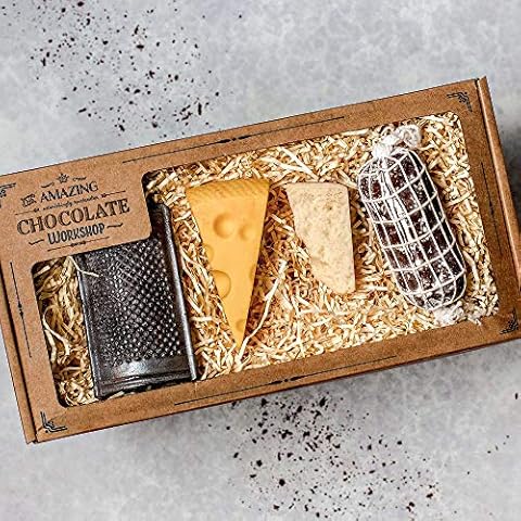 Chocolate Swiss Cheese, Parmesan, Grater & Salami Gift Box Cover