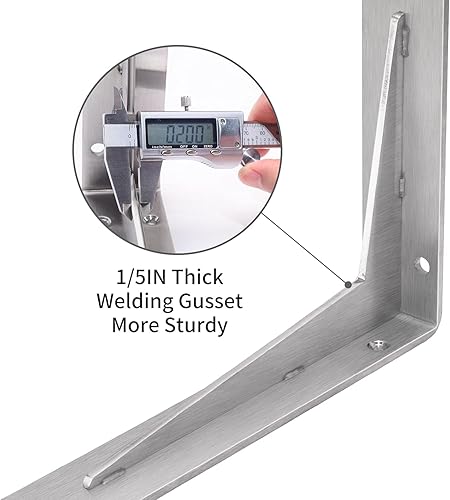 Miniatura 57 de YUMORE Soporte de estante resistente de 6 x 4 x 2 pulgadas, 1/5 pulgadas, soportes sólidos en L de acero inoxidable para encimera, soportes