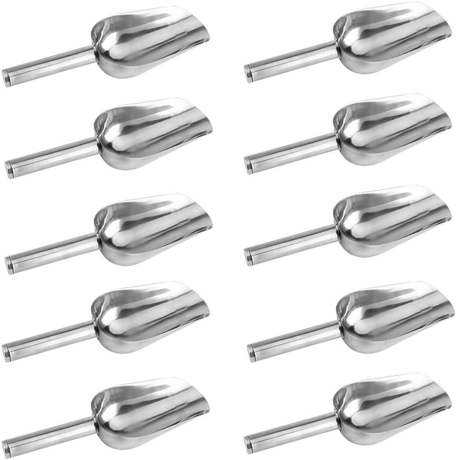 StillCool 5 Ounce Bar Ice Scoop, Dry Bin Scoop, Dry Goods Scoop, Candy Scoop, Spice Scoop, Commercial Grade Metal Food Scoop for Kitchen Bar Buffet Party Wedding - Set of 10