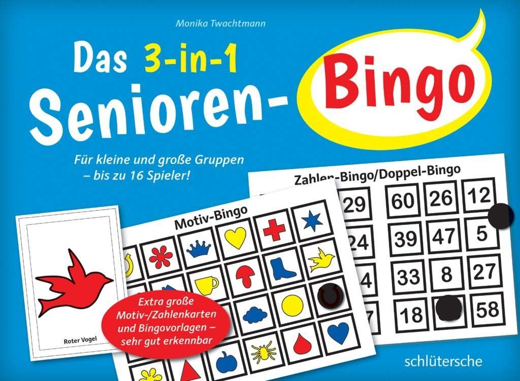 Das 3-in-1 Senioren-Bingo: Für kleine und große Gruppen - bis zu 16 Spieler! Extra große Motiv-/Zahlenkarten und Bingovorlagen - sehr gut erkennbar