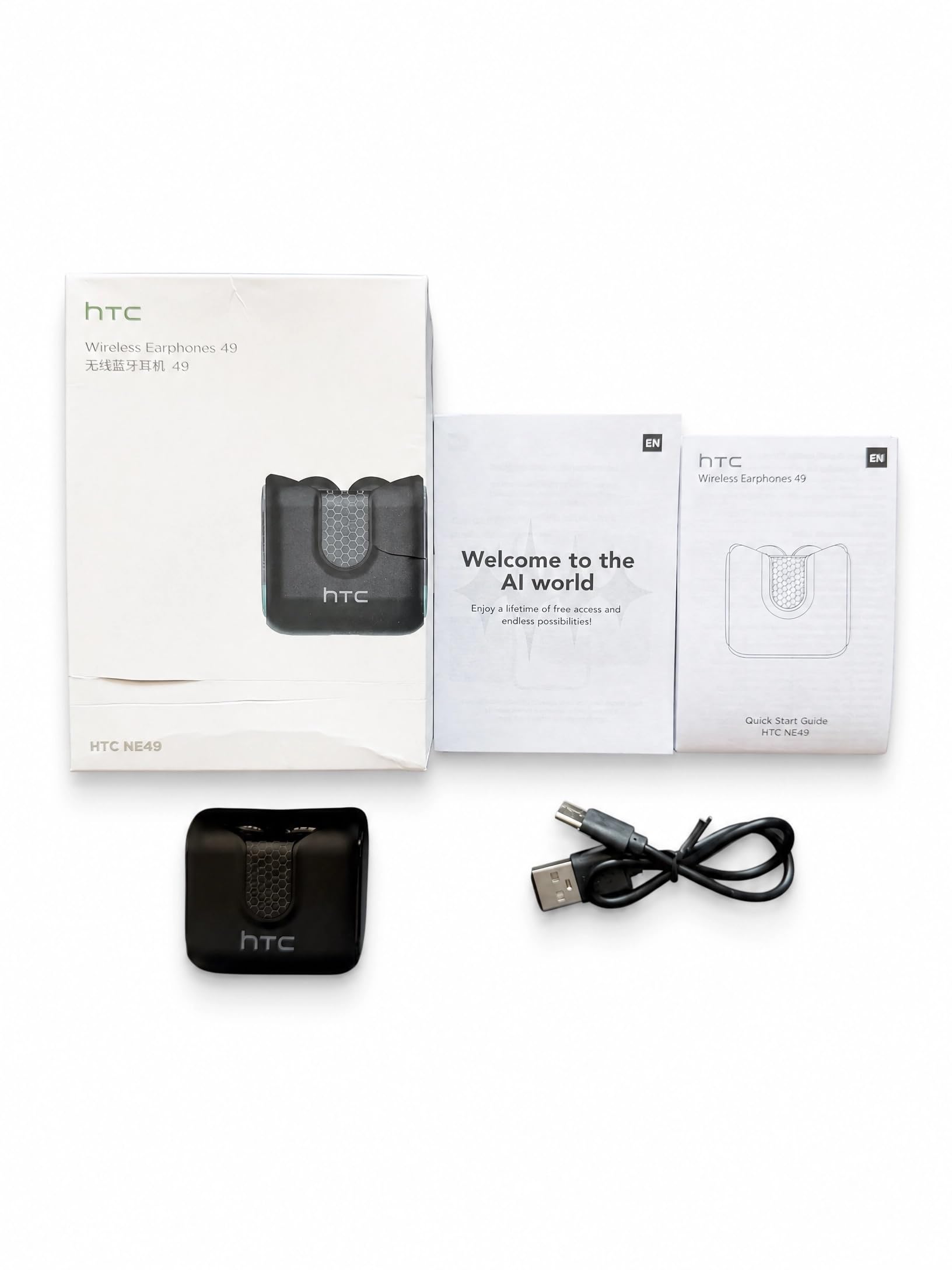 HTC Auricolari wireless NE49, Bluetooth 6.0, traduzione AI, giochi, nero