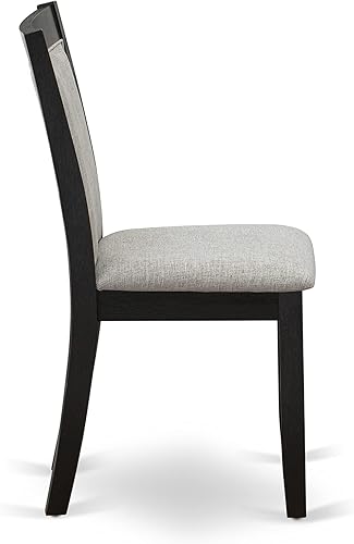 Miniatura 5 de East West Furniture Monza Parson Shitake - Juego de 2 sillas de comedor acolchadas de tela de lino, color negro cepillado